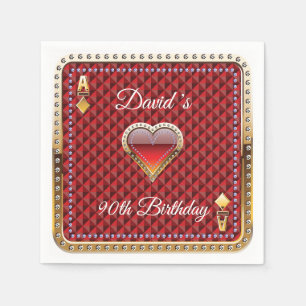 90th Poker Playing Card Casino Birthday Napkins