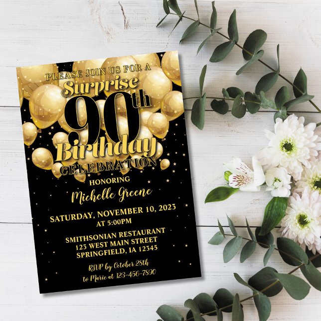 90th Surprise Birthday Invitation, Golden Birthday Invitation (Creator Uploaded)