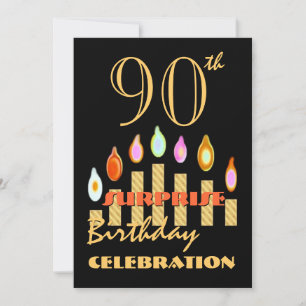 90th SURPRISE Birthday Party Gold Candles Invite