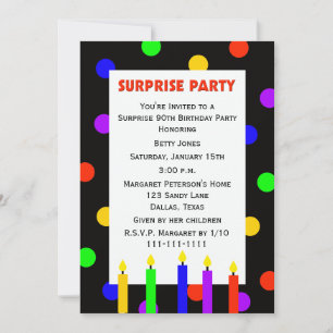 90th Surprise Birthday Party Invitation Dots
