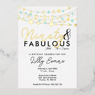 90th surprise birthday party invitation elegant 