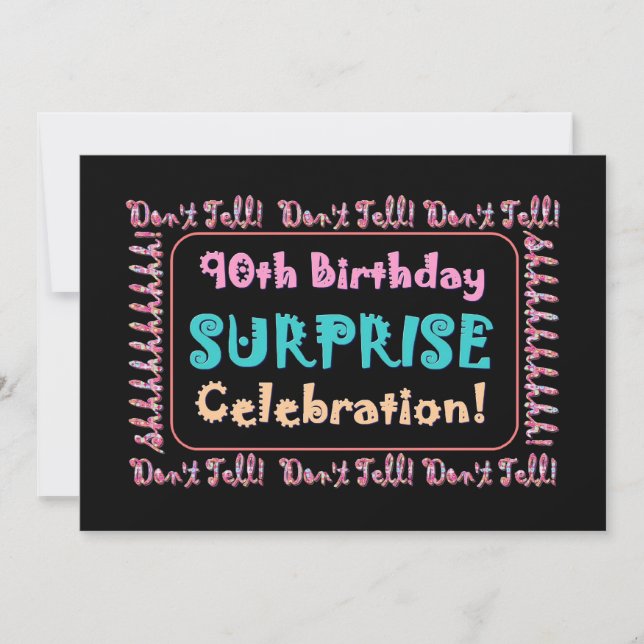 90th SURPRISE Birthday Party Invitation Template (Front)