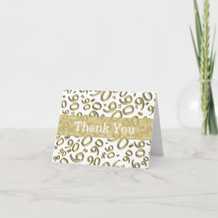 90th "Thank you!" Gold/White Number Pattern Thank You Card