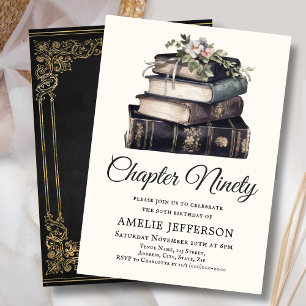 90th    Vintage Victorian Book Birthday  Invitation
