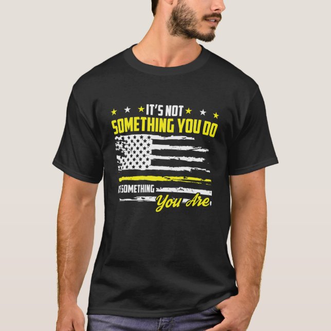 911 American Flag Dispatch-er USA Thin Gold Line O T-Shirt (Front)