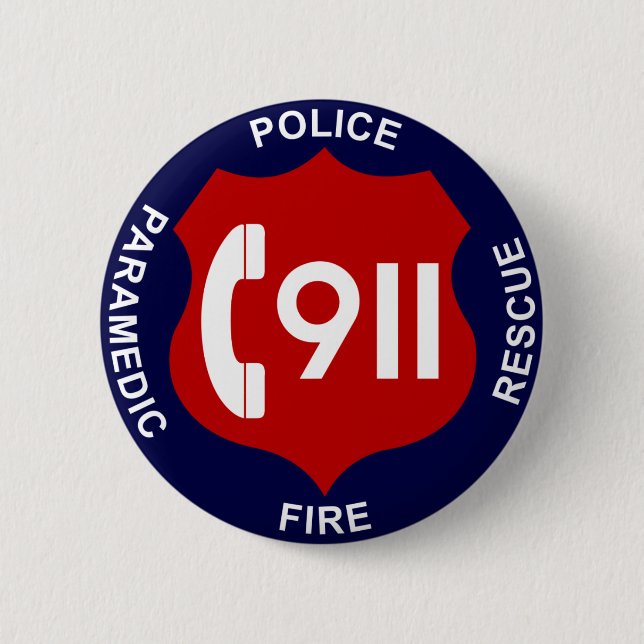 911 Button Police Fire Ambulance (Front)