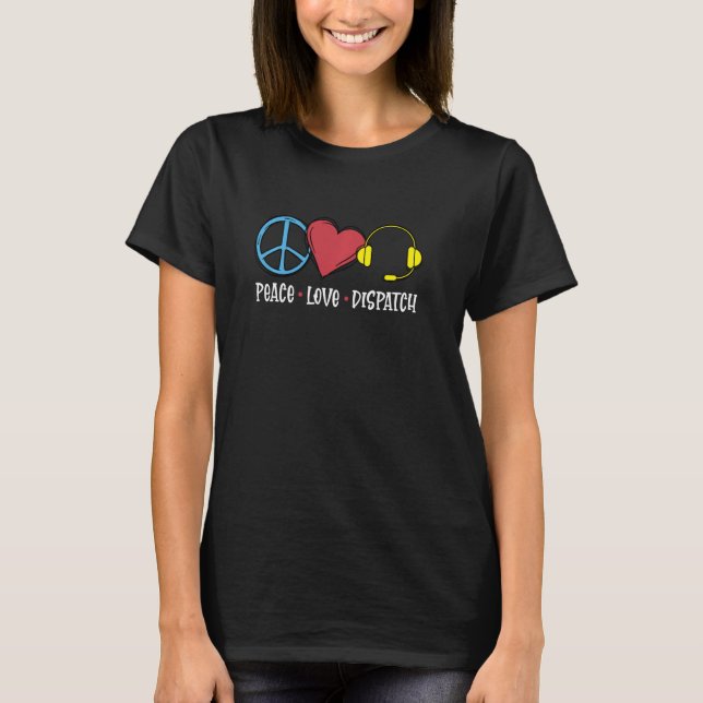 911 Dispatch Operator Thin Gold Line Call Taker Di T-Shirt (Front)
