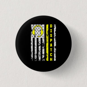 911 Dispatch Operator Thin Gold Line Dispatcher  3 Cm Round Badge