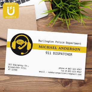 911 Dispatcher Custom Logo Modern Thin Gold Line Magnetic Business Card