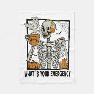 911 Dispatcher Halloween Skeleton What Your Emerge Fleece Blanket