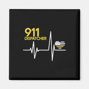 911 Dispatcher Heartbeat Police Thin Flag Patriot  Magnet