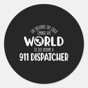 911 dispatcher, responder, police, thin blue line classic round sticker