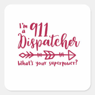 911 dispatcher, responder, police, thin blue line square sticker