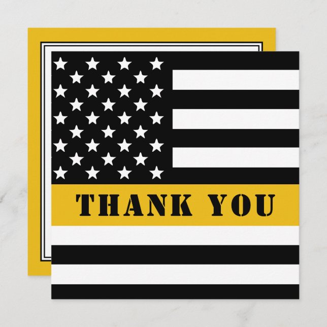 911 Dispatcher Thin Gold Line Appreciation Thank You Card (Front/Back)