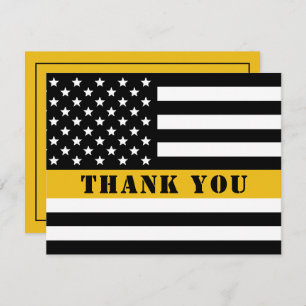 911 Dispatcher Thin Gold Line Flag Appreciation Thank You Card