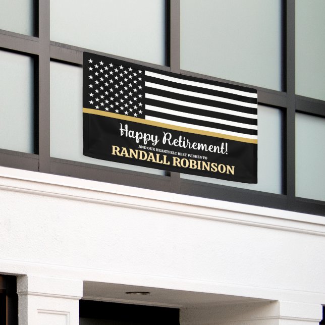 911 Dispatcher Thin Gold Line Happy Retirement Banner (Outside Building)