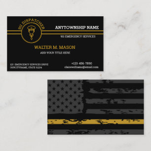 911 Dispatcher Thin Gold Line Stripes Flag  Business Card