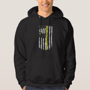 911 Dispatcher Thin Yellow Line Police USA Flag Hoodie