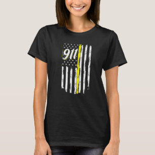 911 Dispatcher Thin Yellow Line Police USA Flag T-Shirt