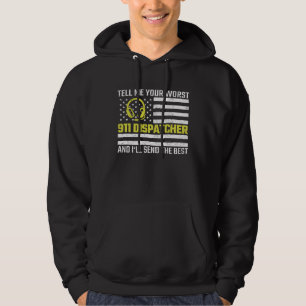911 Dispatcher US Flag Thin Gold Line Emergency Di Hoodie
