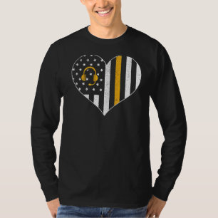 911 Dispatcher Usa Flag Heart Emergency Dispatchin T-Shirt