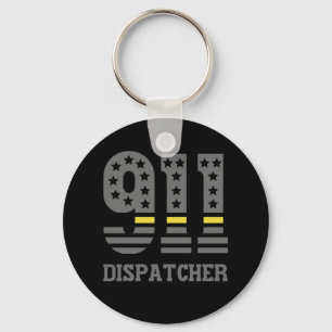911 Dispatcher USA Flag Thin Yellow Line Emergency Key Ring