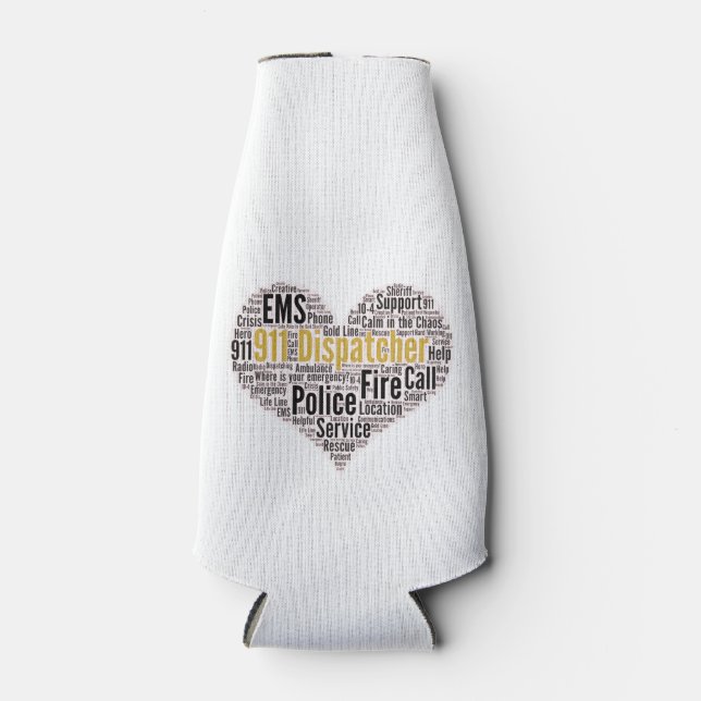 911 Dispatcher Word Cloud Bottle Cooler (Front)