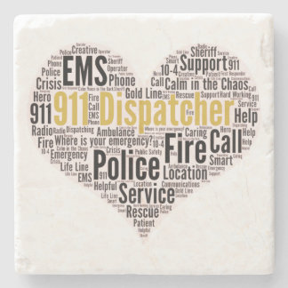 911 Dispatcher Word Cloud Stone Coaster