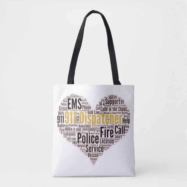 911 Dispatcher Word Cloud Tote Bag (Front)