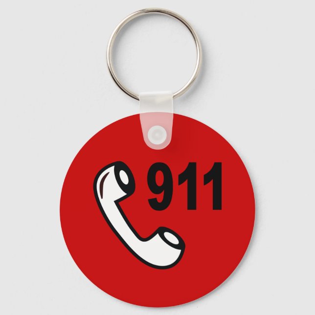 911 EMERGENCY PHONE NUMBER MEDICAL HELP SHOUTOUT K KEY RING (Front)