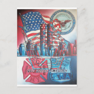 911 God Bless America Postcard