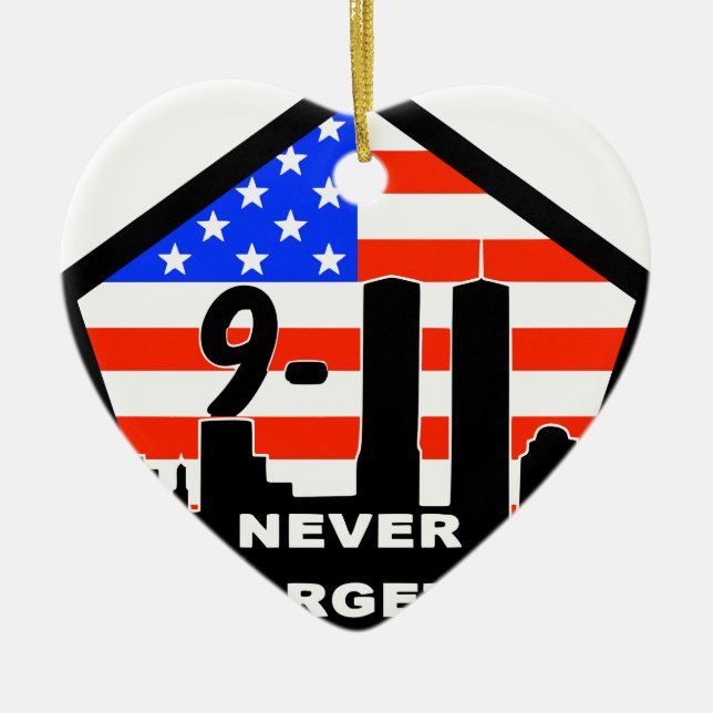 911 never forget ceramic tree decoration (Front)