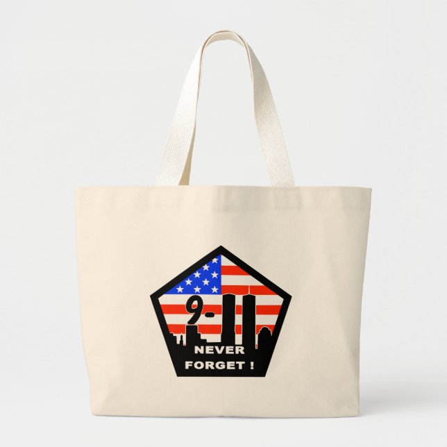 911 never forget large tote bag (Front)