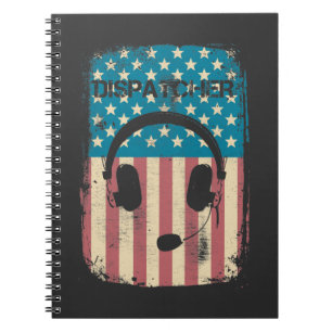 911 Operator Dispatcher Retro American Flag Notebook