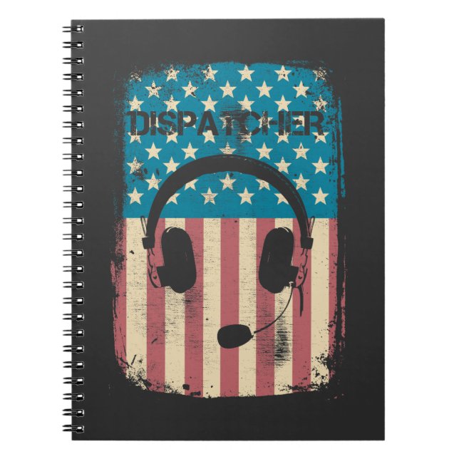 911 Operator Dispatcher Retro American Flag Notebook (Front)