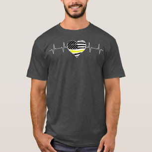 911 Operator Heartbeat US Flag Emergency Dispatche T-Shirt
