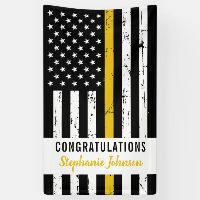 911 Police Dispatcher Thin Gold Line Party Banner (Vertical)