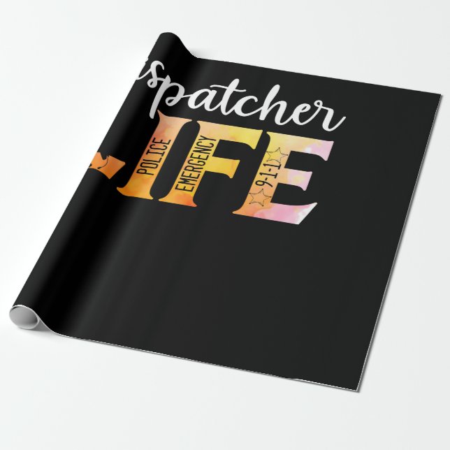 911 Police Emergency Dispatcher Life Gold Wrapping Paper (Unrolled)