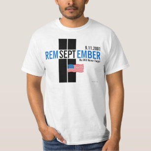 911 Remember September 11 Flag Blue T-Shirt