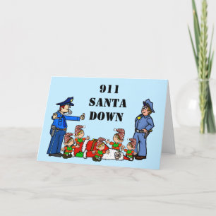 911 Santa Down Christmas Card
