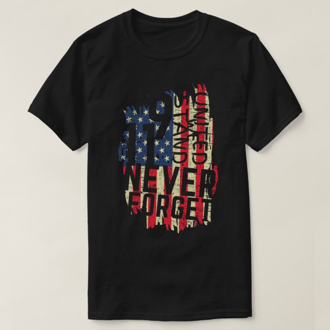 911 Victims Memorial Vintage Flag    T-Shirt (Design Front)