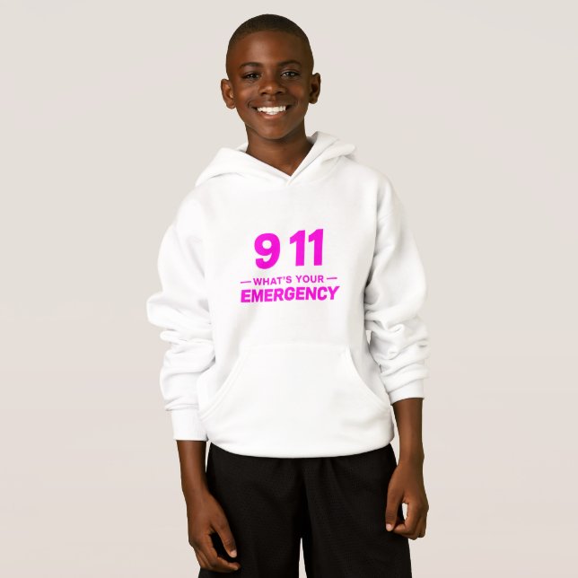 “911 What’s Your Emergency?” Kids Hoodie (Front Full)