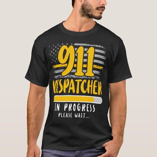 918 Dispatcher Thin Gold Line 911 Dispatcher In T-Shirt (Front)