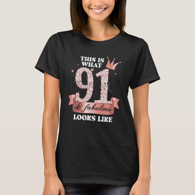 91 & Fabulous I Black Peach Party Group Candid Pho T-Shirt (Front)