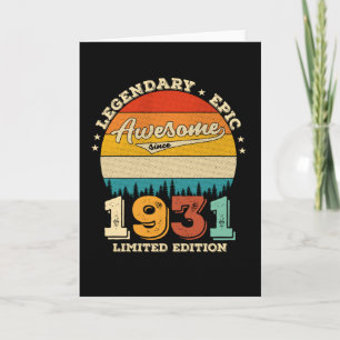91 Year Old Awesome Since 1931 91st Birthday Gift Card