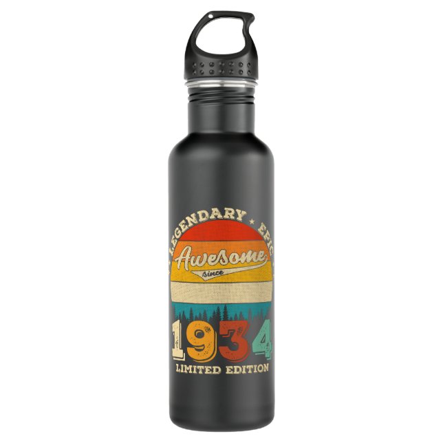 91 Year Old Bday 1934 Awesome 91st Birthday Gift 710 Ml Water Bottle (Front)