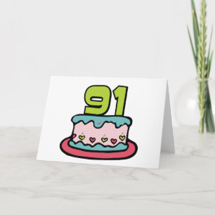 91 Year Old Birthday Cake Card