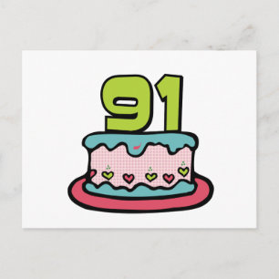 91 Year Old Birthday Cake Postcard