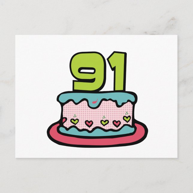 91 Year Old Birthday Cake Postcard (Front)