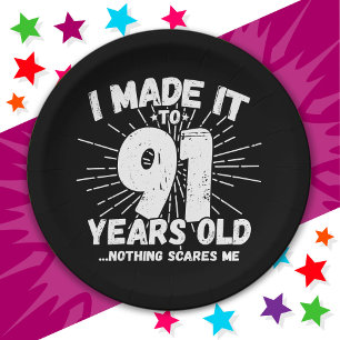 91 Year Old Sarcastic Meme Funny 91st Birthday Paper Plate